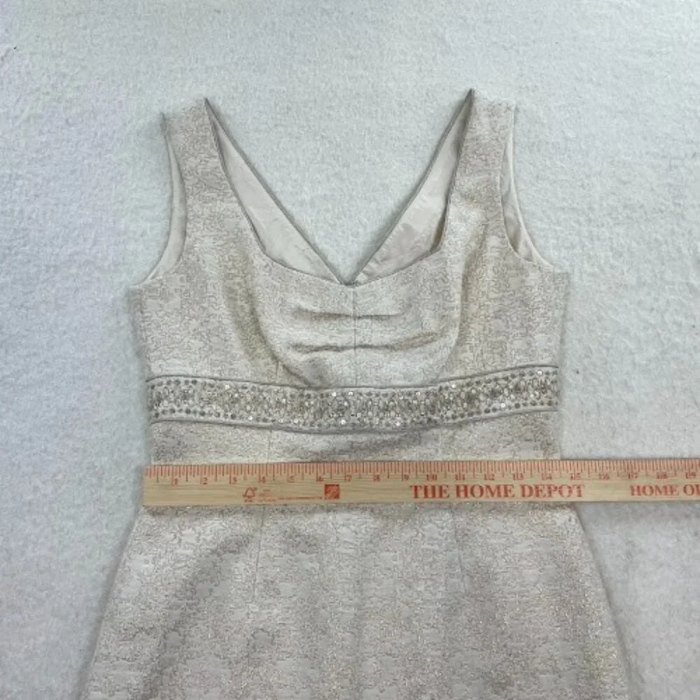 Tahari ASL Beaded Metallic Sheath Dress Size 4_3
